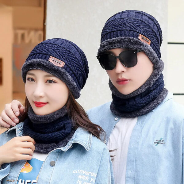 Beanie cap-Wool cap with neck warmer for men women - Image 3