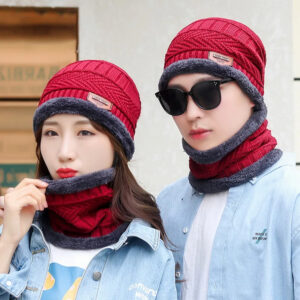 Beanie cap-Wool cap with neck warmer for men women