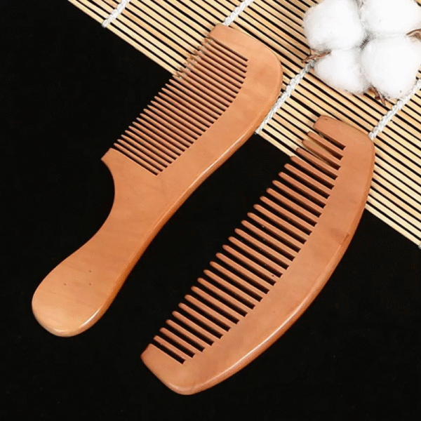 Peach Wood & Sandalwood Comb Pair - Image 2